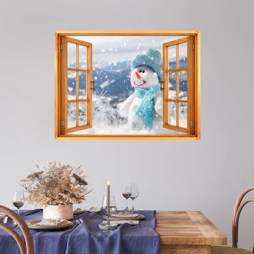 Vista 44 de wall26 Adhesivo de Pared Papá Noel Llevando Regalos Ventana Abierta Mural, No Se Despega y No Se Pega, Papel Tapiz No Tejido Decorativo
