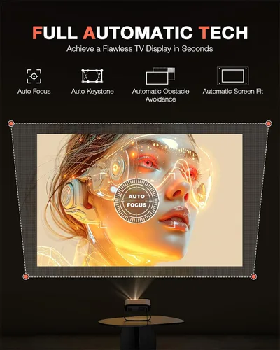 Vista 8 de [Soporte ajustable de 360° y 2000 ANSI] VOPLLS Proyector 4K actualizado con WiFi y Bluetooth, Keystone de enfoque automático y portátil de 1080P