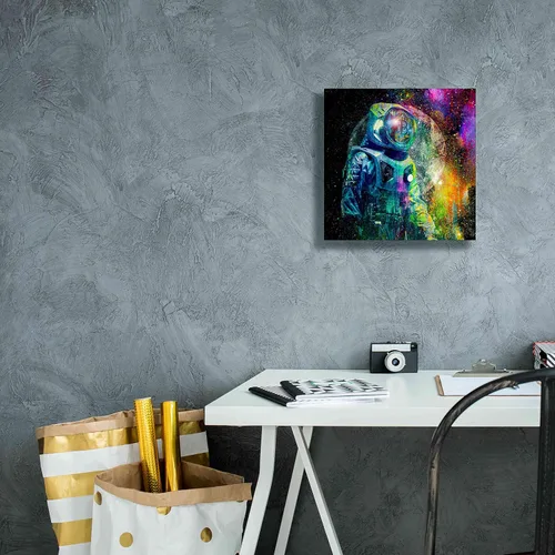 Vista 7 de Epic Graffiti 'BTC Bitcoin Moonlanding', arte de pared en lienzo, 12 x 12 pulgadas