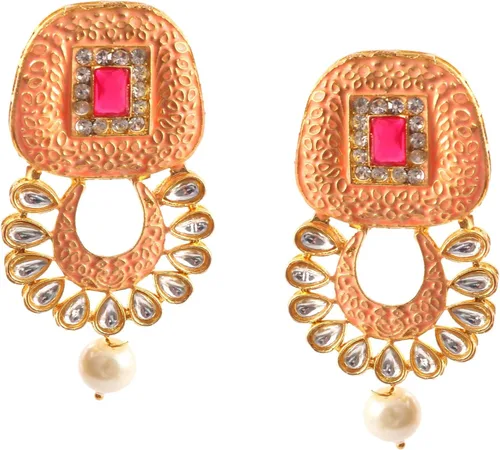 Vista 5 de JewarHaat Bollywood - Juego de collar con cuentas de cristal de ónix chapado en oro tono dorado con aretes joyería para mujeres y niñas hecho a mano