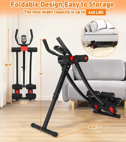 Vista 6 de Ab Workout Equipment, Ab Machine for Women, Adjustable Core Abdominal Exercise Fitness Equipment, Foldable Waist Trainer Ab Crunch Home Gym Systems