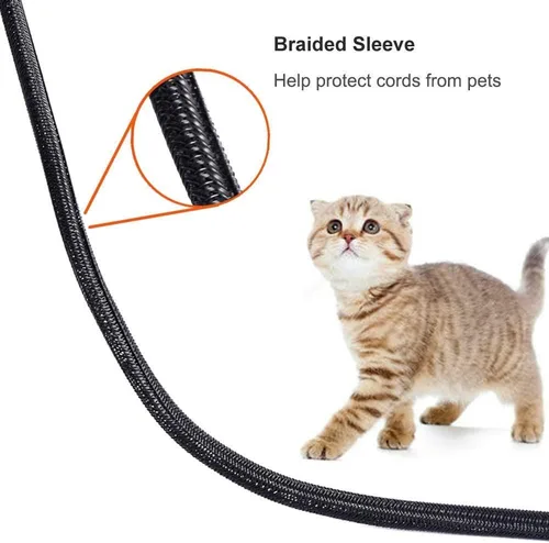 Vista 5 de ZhiYo Funda de cable de 6.6 pies a 1 pulgada, tubo protector de cable para mascotas, envoltura de cable de PC, funda de gestión de cables de Negro