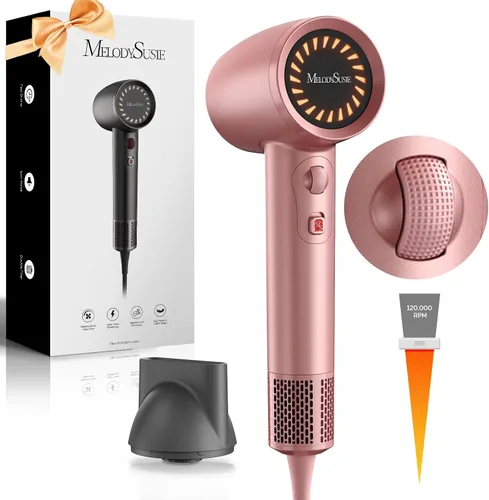 Vista 6 de MelodySusie Secador de pelo, secador de pelo iónico profesional de 1600 W para secado rápido, secador de pelo de alta velocidad de 120,000 RPM