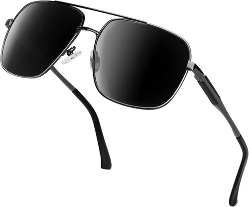 Vista 13 de KANASTAL Aviator Sunglasses Men Women Military Polarized Sunglasses UV400 Negro/Negro