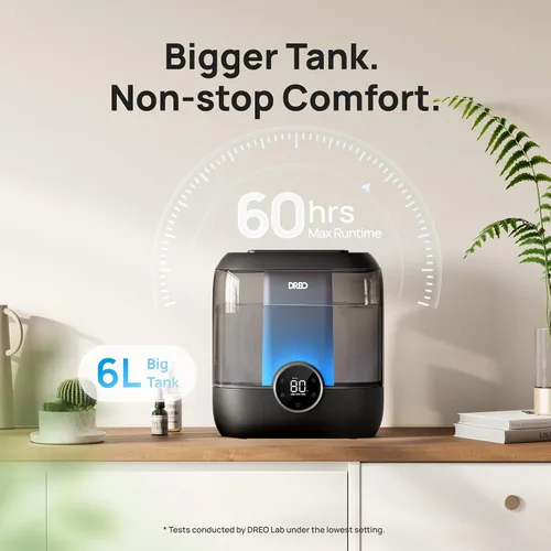 Vista 4 de DREO Humidificadores inteligentes de 6L para dormitorio, habitación grande Ébano