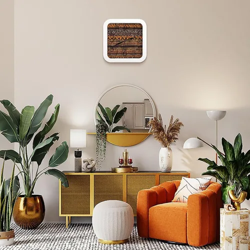 Vista 7 de 10" Square Modern Wall Clock,African Mud Cloth Tribal Print Kitchen Clocks Wall Battery Operated,Silent Non Ticking Unique Funny Cute Wall Clock for