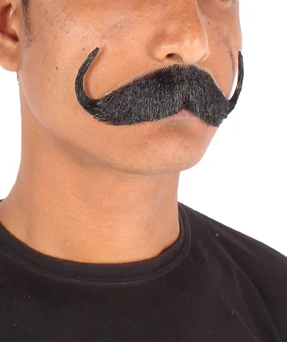 Vista 3 de HPO pelo sintético bigote Cosplay pelo facial para hombre