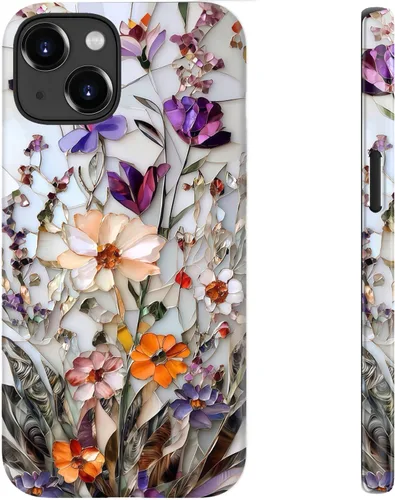 Vista 23 de bemal Funda para iPhone 12 Mini, estética, vintage, floreciente, peonía, concha, femenina, compatible con MagSafe, moderna, única, moderna, moderna