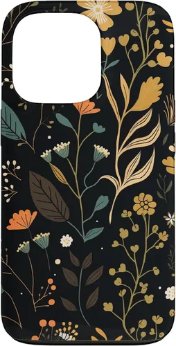 Vista 10 de Floral Aesthetic Simple Boho Modern Botanical Flowers Black Case for iPhone 17
