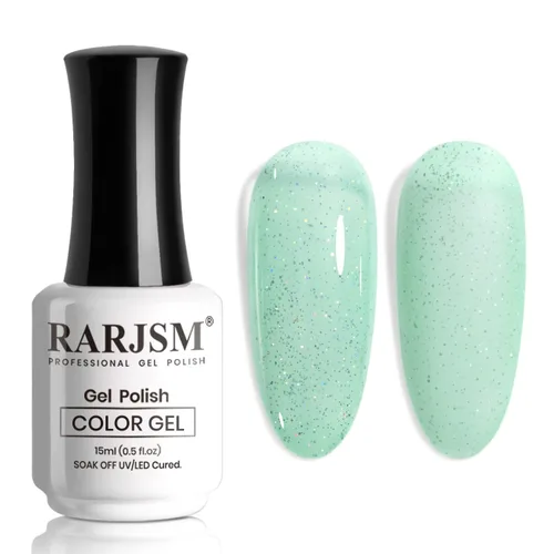 Vista 12 de RARJSM Esmalte de uñas en gel color albaricoque, dorado con brillantina, neutro, transparente, color nude, esmalte de gel para remojar para remojar