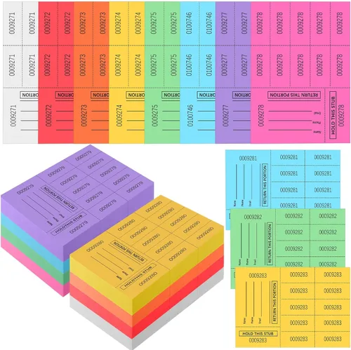 Vista 8 de Kosiz 1000 hojas 10 pujas Etiquetas de rifa para subastas chinas Fichas de rifa para recaudación de fondos Numeradas con nombre y número de teléfono