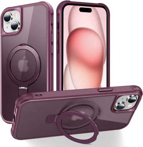Vista 52 de CHAOFEnG Funda magnética compatible con iPhone 11 con soporte, prueba de caídas de grado militar, compatible con imán, anillo translúcido, parte