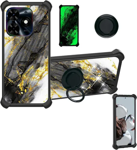 Vista 19 de Aroepurt Cricket Ovation 2 - Funda compatible con AT&T Maestro Max (2021) [PC duro + silicona suave] [purpurina dorada + luminosa] JSH-HDL