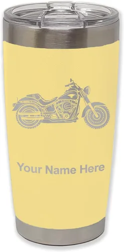 Vista 13 de LaserGram Vaso personalizado de 20 onzas, motocicleta (negro) Regalo grabado para motociclistas, acero inoxidable aislado al vacío, grabado