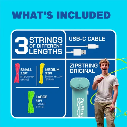 Vista 9 de ZipString Original - Como se ve en Shark Tank - Juguete clásico de lanzador de cuerda, perfecto para niños y adultos - Lanza un lazo de cuerda
