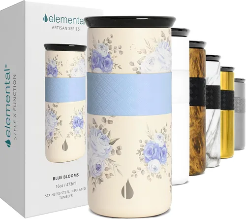 Vista 22 de Elemental Artisan Vaso Térmico Aislado, Taza de Viaje para Café de Triple Pared, Vaso Térmico de Café Reutilizable de Acero Inoxidable con Tapa