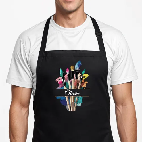 Vista 4 de Personalized Painting Apron with Custom Name, Mother's Day Gift for Mom, Personalized Adjustable Apron for Painter, Women