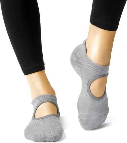Vista 5 de LA ACTIVE Grip Socks - 3 Pairs - Yoga Pilates Barre Ballet Non Slip Crew Hospital