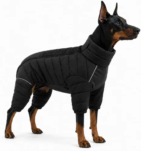 Vista 39 de Suéter para Perro ArmyGreen, Resistente al Viento, Reflectante - Chaqueta de Invierno Dirigible para S, M, L - Cremallera, Tallas Ajustables Verde