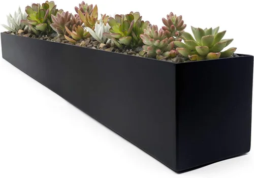 Vista 10 de [Usado] Buhbo Maceta rectangular moderna de acero tipo artesa de 16 pulgadas, negro