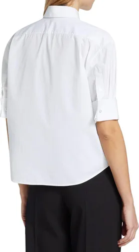 Vista 3 de Camisas de manga corta con botones para mujer, básicas, simples, casuales, para el trabajo, blusas
