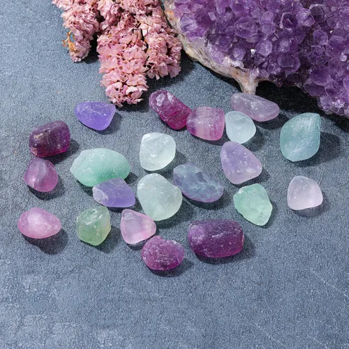 Vista 6 de Top Plaza Paquete - 2 artículos: cristales curativos de amatista a granel Piedras ásperas y piedras de cristal de fluorita a granel