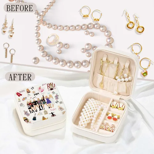 Vista 3 de asklove Joyero pequeño para álbumes de fans de T-S, joyería de viaje inspirada, regalo para amantes de la música, joyero de viaje para anillos