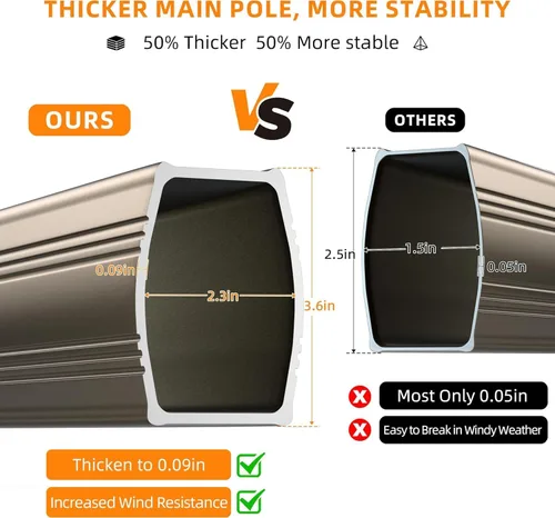 Vista 3 de Sombrilla de 10 x 13 pies para exteriores, sombrilla grande rectangular con viga voladiza, resistente, con rotación de 360°, sombrilla con Beige