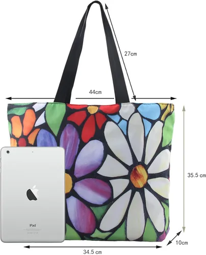Vista 5 de Bolsas de viaje para la playa, bolsa de compras con cremallera para mujer, plegable, impermeable, para pasar la noche
