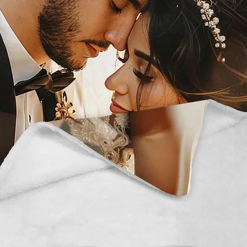 Vista 5 de Yofair - Manta personalizada con imagen y texto "I Love You" para aniversario, regalos, boda, mujeres, hombres, pareja, novio, novia, esposa y esposo