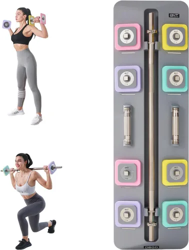 Vista 8 de DHT - Juego de mancuernas ajustables con estante, juego de mancuernas de peso libre multiusos, no se ruedan, juego de pesas para el hogar, gimnasio