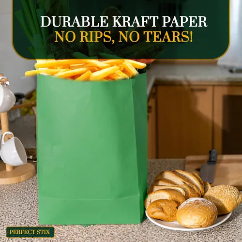 Vista 4 de Bolsas de papel verde, paquete de 50 unidades de 4 libras
