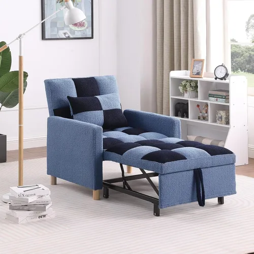 Vista 10 de Silla de cama convertible multifuncional, tela de peluche, ajustable, individual, extraíble, con lumbar, para apartamento, dormitorio, oficina, sala
