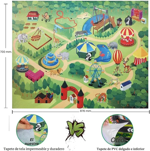 Vista 3 de BOLZRA Figuras de animales de safari con tapete de juego de actividades y caja de almacenamiento, juego gigante de plástico realista con león