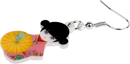 Vista 25 de DUOWEI Aretes de acrílico estilo japonés con diseño de anime para muñeca, colgantes, joyería para mujer