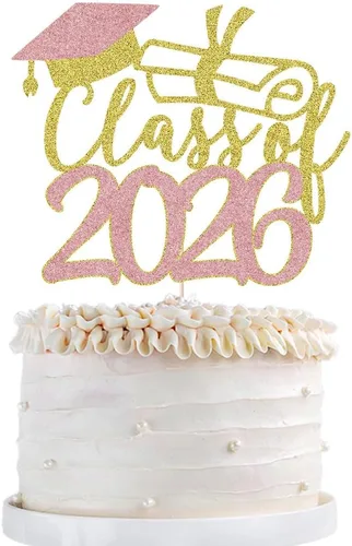 Vista 20 de Gold Class of 2025 - Decoración para tartas de graduación con purpurina para la clase de 2025, suministros de fiesta de graduación – Graduados