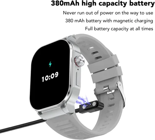Vista 5 de Reloj inteligente para hombres y mujeres, pantalla HD de 2.06 pulgadas, llamada Bluetooth, recordatorio de llamadas entrantes, múltiples