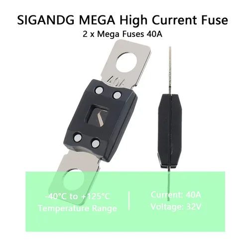 Vista 5 de Fusible de Alta Corriente MEGA 40A - Fusible de Perno de 40 Amperios para Automóviles, Camiones, Vehículos de Construcción, Autobuses, Caravanas