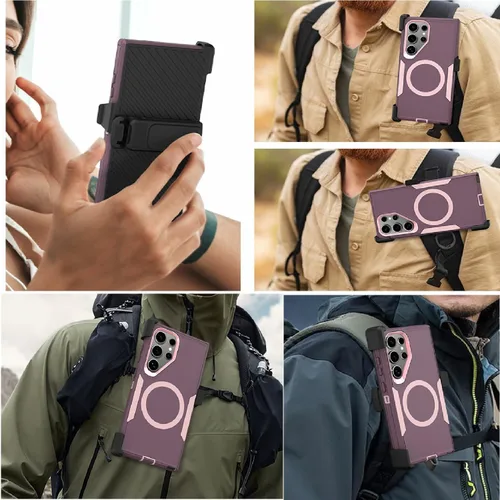 Vista 9 de Funda diseñada para iPhone 16 Pro, magnética, doble protección, resistente y duradera, compatible con MagSafe, clip trasero desmontable, a prueba