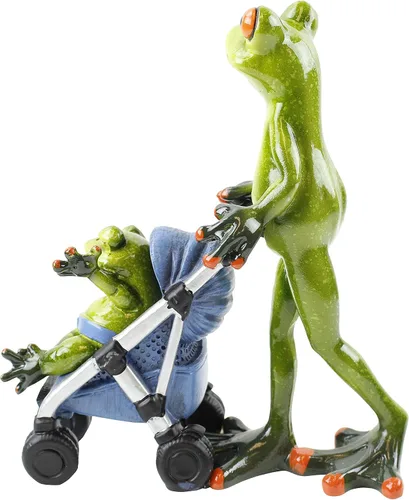 Vista 2 de Figuras divertidas de rana ~ Estatua de mesa Decoración del hogar (G16617)... (cochecito de papá)