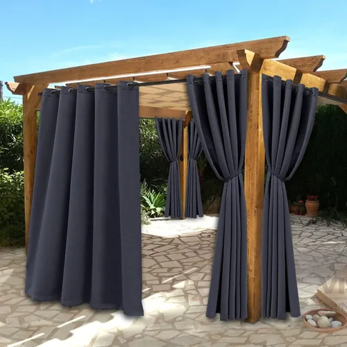 Vista 15 de BONZER Cortinas impermeables para interiores y exteriores para patio - Aislamiento térmico, cortinas opacas con ojales de bloqueo solar
