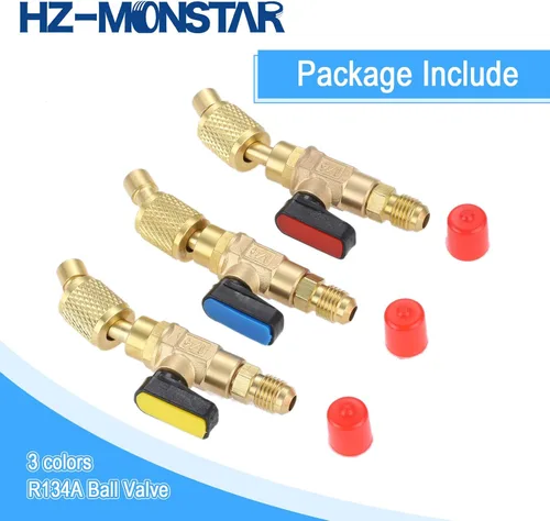 Vista 7 de Válvula de bola refrigerante de aire acondicionado 1/4 '' SAE, adaptador de válvula de bola de cierre en ángulo HVAC de latón para sistema mini