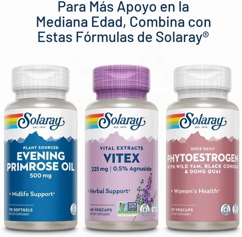 Vista 5 de Solaray Flor de trébol rojo, tapa vegetal (Btl-plástico) 375mg 100ct