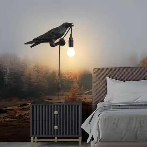 Vista 6 de Lámpara de mesa EPPARA Cuervo, lámpara gótica de cuervo, luz de mesa ajustable para pájaros, lámpara de aplique para pared para dormitorio sala