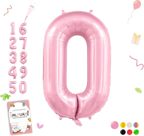 Vista 201 de Globos grandes de 40 pulgadas de números del 0 al 9, globos numéricos para decoración de fiesta de cumpleaños, globos de helio de aluminio