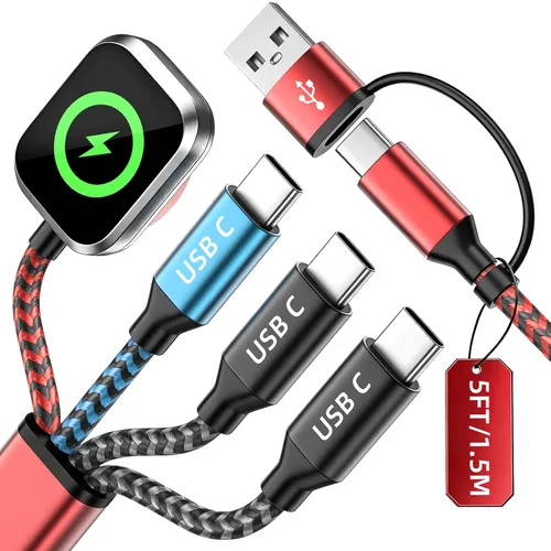 Vista 45 de Cruise Essentials 2026, doble tipo C 4 en 2 cable de carga múltiple para iPhone Watch Charger/iPhone 17/IP, cargador iWatch, artículos esenciales