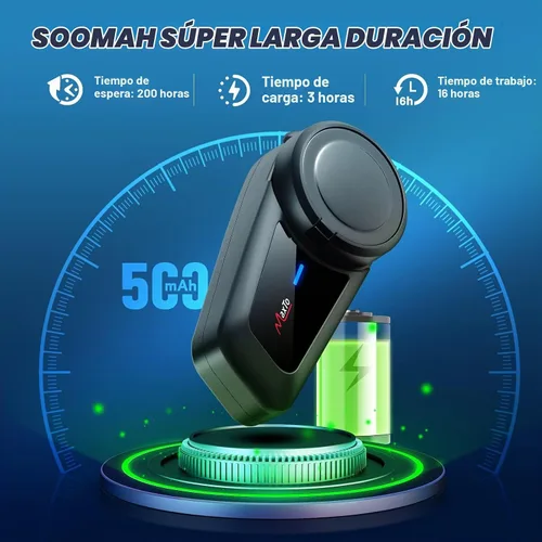 Vista 6 de MAXTO Auriculares Bluetooth M2 para motocicleta, intercomunicador BT5.0