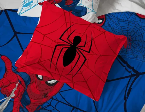 Vista 6 de Jay Franco Marvel Spiderman Webtastic - Juego de ropa de cama de 5 piezas tamaño individual, incluye edredón reversible y juego de sábanas, ropa