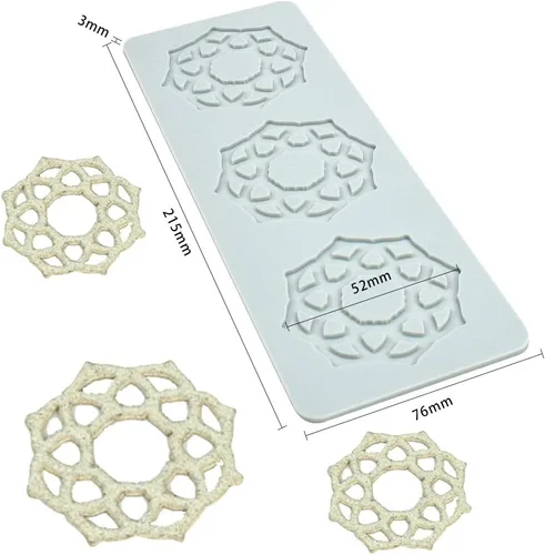 Vista 4 de Molde de silicona 3D de patrón múltiple geométrico para fondant, almohadilla de encaje para pasteles, molde de silicona para pasteles, fondant