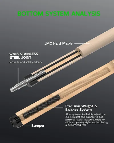 Vista 6 de KONLLEN Carbon Fiber Pool Cue SET,58 Inch,Low Deflection 1.0-AK-03F-Set1
